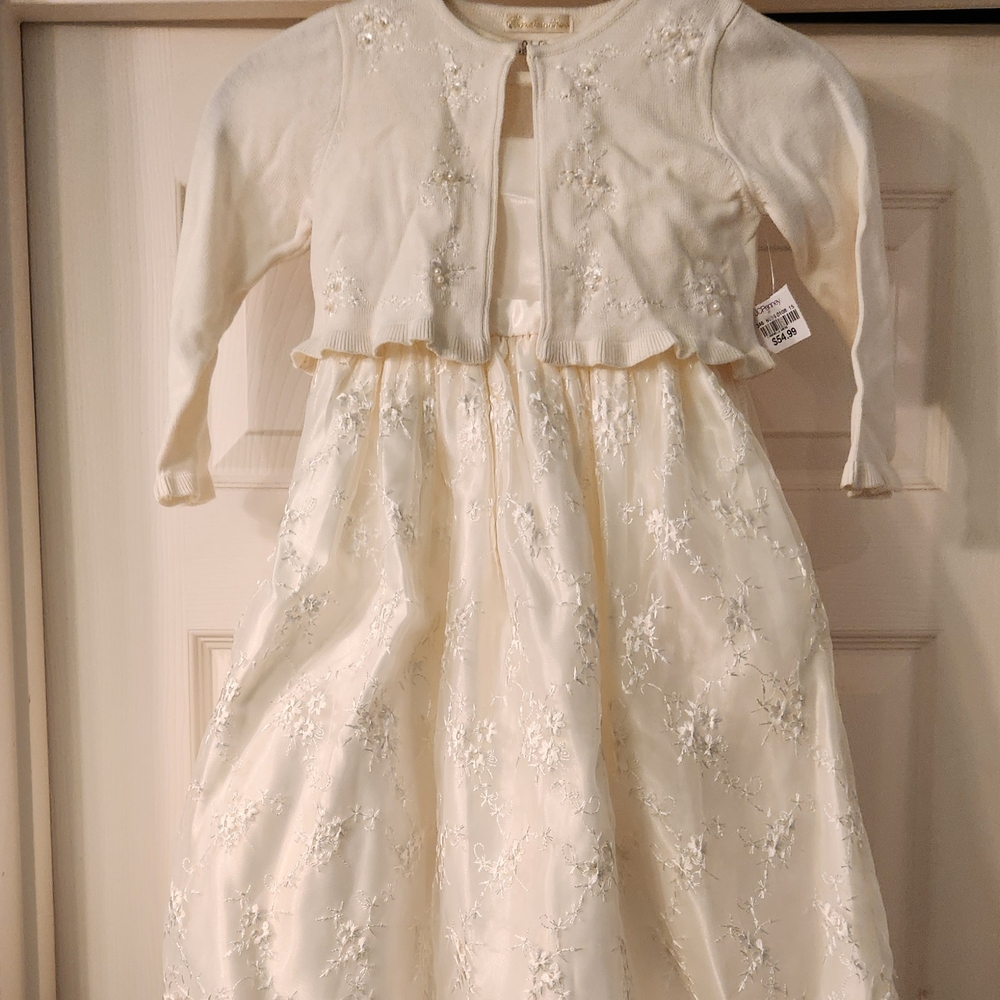 Elegant Cream Dress with Cardigan